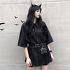 Long Shirts Women 2020 Summer Shirtdress Harajuku Loose Blouse Black Cargo Shirt With Belt Bag 3 Piece Sets Overshirt Korean Top