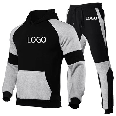 winter slim fit mens training jogging track suit set clothing 2021 sports two piece pants set men jogger hoodie set customized