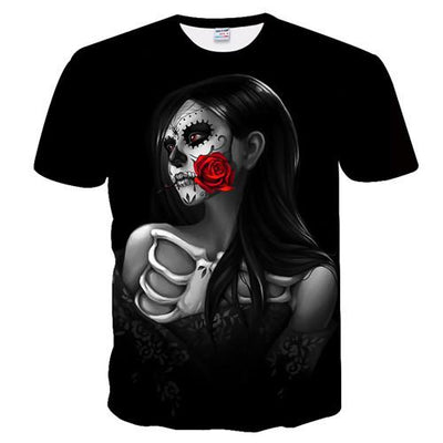 New Casual Skull Poker Printed T-Shirt Men Short Sleeve Tee Shirt Homme Black Design Tee Tops Male Summer Tops 3d t shirt