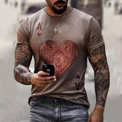 Horrible Skull Spades Poker T-Shirt Casual Men Summer 3D-Print Extra-Large T-Shirt 2022 Comfort Breathable T-Shirt Tops 110-6XL