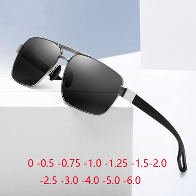 Square Nearsighted Sunglasses Men Polarized Sport Double Beam Myopia Lens Pilot Sunglasses Prescription 0 -0.5 -0.75 To -6.0