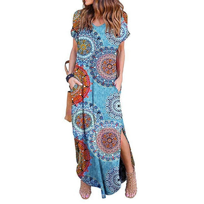 Plus Size 5XL Sexy Women Dress Summer 2020 Casual Short Sleeve Floral Maxi Dress For Women Long Dress Free Shipping Lady Dresses
