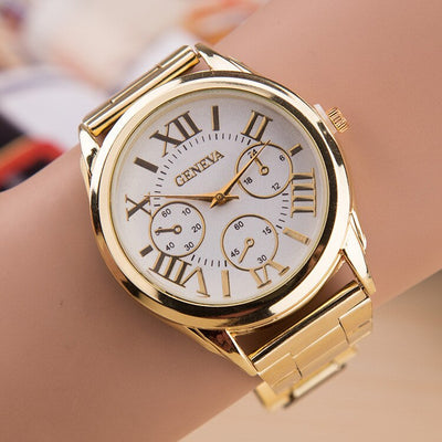 2021 New Brand 3 Eyes Gold Geneva Casual Quartz Watch Women Stainless Steel Dress Watches Relogio Feminino Ladies Clock Hot Sale