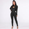 Active Wear Sporty Two Piece Sets Casual Hooded Long Sleeve Extra-short Pullover and Bodycon Sling One Piece Jumpsuits Sweatsuit