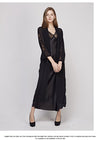Sexy Sling Dress Sleeping Robe Two-Piece Faux Silk Sleepwear Women Elegant Lady Lace Long-Sleeve Nightgowns Bathrobes T0008