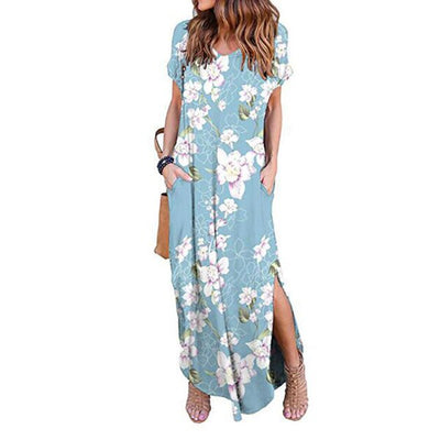 Plus Size 5XL Sexy Women Dress Summer 2020 Casual Short Sleeve Floral Maxi Dress For Women Long Dress Free Shipping Lady Dresses