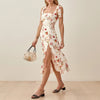 Dresses For Women 2021 Party Elegant Vintage High Slit Sexy Midi Dress Square Neck Sleeveless Tie Strap Summer Dress Clothes