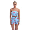 Women Summer Butterfly Print Outfit Sweet Suit Active Wear Two Piece Set Tracksuit Strapless Tube Crop Top High Waist Shorts Set