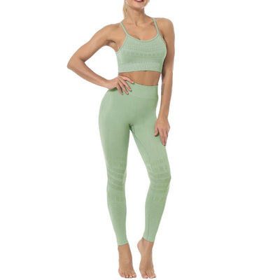 Women Sexy Bra fitness  set seamless Sling Vest sports Leggings trousers suit Sweat tight Tracksuit Active Wear Running Set