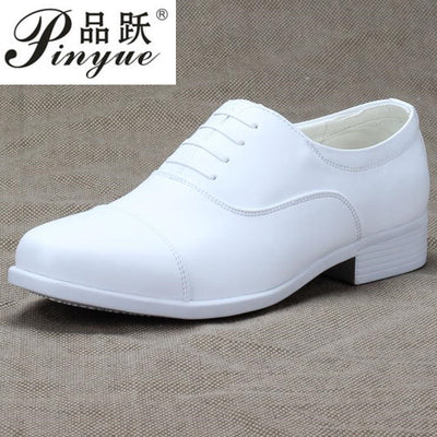 Big Size Performance White Leather Shoes Men Three Joint Military Shoe Mens Wedding mesh Shoes Solid Oxfords Wear-Resistant