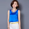 Chiffon silk blouse slim sleeveless O-neck blusa feminina tops shirts solid vest