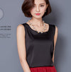 Chiffon silk blouse slim sleeveless O-neck blusa feminina tops shirts solid vest