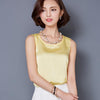 Chiffon silk blouse slim sleeveless O-neck blusa feminina tops shirts solid vest