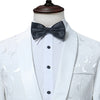Mens White Floral One Button Suits Party Wedding Groom Tuxedos Groomsmen 2 Piece Suit (Jacket+Pants) Male Costume Mariage Homme