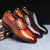 Men Leather Shoes  New Style Formal Dress Wedding Shoes Red Wine British Style Business Office Lace-Up Leather Loafers 2020 ui98