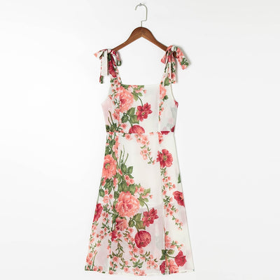 Dresses For Women 2021 Party Elegant Vintage High Slit Sexy Midi Dress Square Neck Sleeveless Tie Strap Summer Dress Clothes