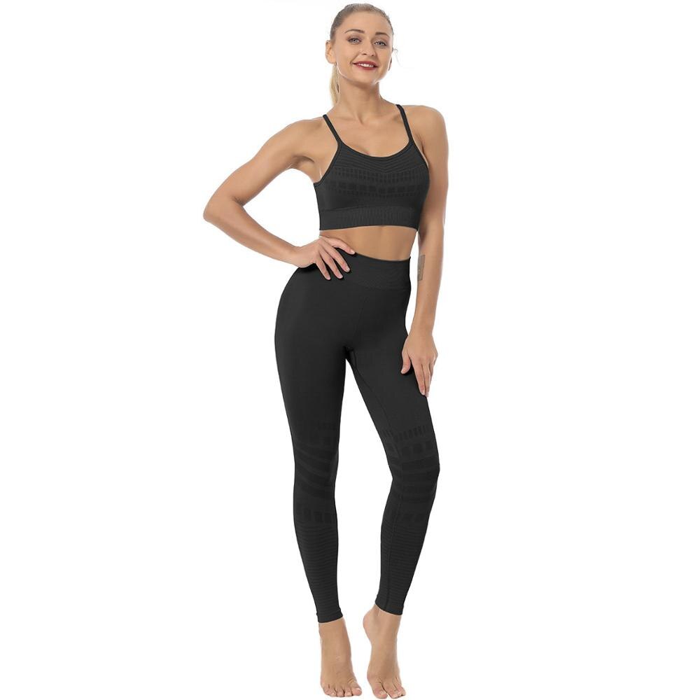 Women Sexy Bra fitness  set seamless Sling Vest sports Leggings trousers suit Sweat tight Tracksuit Active Wear Running Set