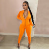 New Workout Active Wear Solid Color Rompers Womens Jumpsuit Sporty Long Sleeve Fitness Clubwear Zipper Party Jumpsuits Bodycon
