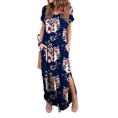 Plus Size 5XL Sexy Women Dress Summer 2020 Casual Short Sleeve Floral Maxi Dress For Women Long Dress Free Shipping Lady Dresses