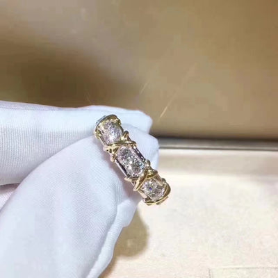 Cross 10K Gold 4mm Lab Diamond Ring 925 sterling silver Engagement Wedding band Rings for Women men Jewelry