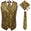 Brand New Mens Suit Dress Vests Necktie Hankerchief Cufflinks Set Silk Slim Fit Male Waistcoat Jacquard Waist Jacket Gilet Homme