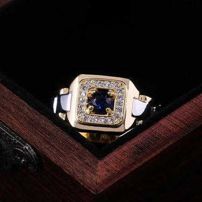 18K Multi rose Gold Ring for men/Women Natural 1 Carat sapphire Diamond Jewelry Anillos De Bizuteria Anillos Gemstone Rings Box