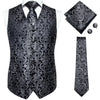 Brand New Mens Suit Dress Vests Necktie Hankerchief Cufflinks Set Silk Slim Fit Male Waistcoat Jacquard Waist Jacket Gilet Homme