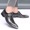 Men's Fashion Vintage Buckle Derby Shoes Men Leather Dress Shoes Wedding Party Shoes Mens Business Office Oxfords Slip-On Flats