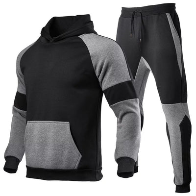 winter slim fit mens training jogging track suit set clothing 2021 sports two piece pants set men jogger hoodie set customized