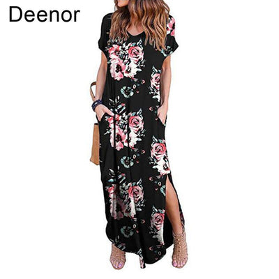 Plus Size 5XL Sexy Women Dress Summer 2020 Casual Short Sleeve Floral Maxi Dress For Women Long Dress Free Shipping Lady Dresses