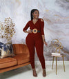 2022 Spring Sporty Fitness Long Jumpsuits Casual Workout Long Sleeve Bodycon Rompers Womens Stretchy Active Wear And Sashes