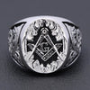 Masonic Signet Hand Engraved Master Mason Symbol G Templar Freemasonry Sterling Silver Ring