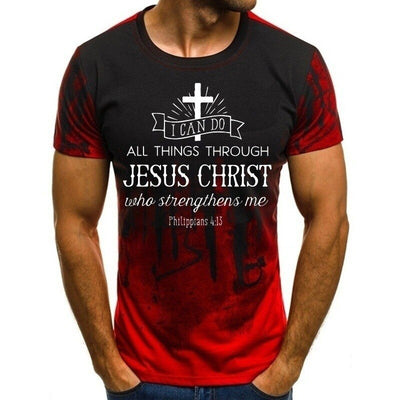 Hot Sale Men's Jesus Christ Cross Print Short Sleeve Casual All-Match Fashion T-Shirt Oversized Round Neck T-Shirt XXS-4XL