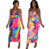 Sexy Europe and America Wrapped Chest Fashion Print Long Skirt Evening Dress