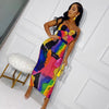 Sexy Europe and America Wrapped Chest Fashion Print Long Skirt Evening Dress