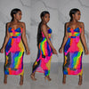 Sexy Europe and America Wrapped Chest Fashion Print Long Skirt Evening Dress