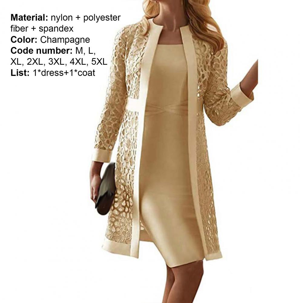 Women Mother of The Bride Dresses Long Sleeve Knee Length Jacket Formal Party Evening Gown Party Dress Vestido Feminino