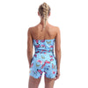 Women Summer Butterfly Print Outfit Sweet Suit Active Wear Two Piece Set Tracksuit Strapless Tube Crop Top High Waist Shorts Set
