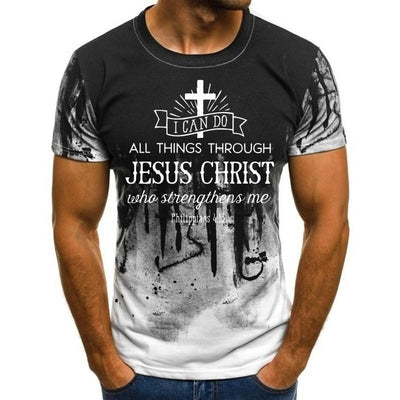 Hot Sale Men's Jesus Christ Cross Print Short Sleeve Casual All-Match Fashion T-Shirt Oversized Round Neck T-Shirt XXS-4XL