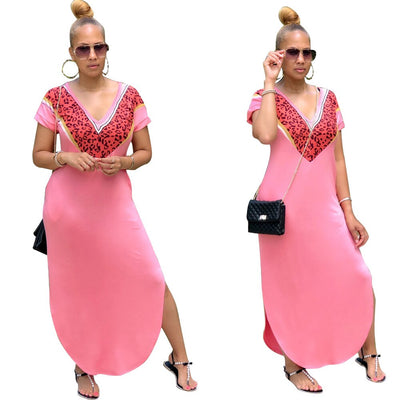 Explosive women's V-neck split dress