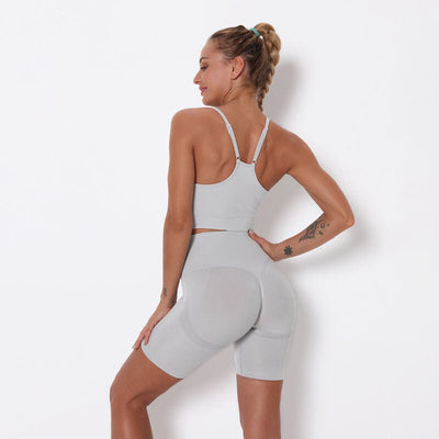 2 Piece Workout Clothes Women's Summer Suit Gym Set Seamless High Waist Shorts Summer Shorts Fitness Set Active Wear Gym Set