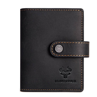Thin Genuine Leather Man Wallets Credit Card Case ID Holder Short Zipper Purse Credential Bag Luxury Business Slim Male Walet