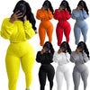 Autumn Women Ribbed Fitness Tracksuit 2 pieces Set Slim Crop top + Sporting Leggings Active Wear outfits Skinny Stretch Outwear