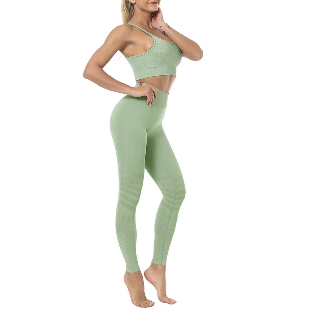 Women Sexy Bra fitness  set seamless Sling Vest sports Leggings trousers suit Sweat tight Tracksuit Active Wear Running Set