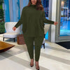 Knitted Plus Size Women 2 Piece Set Casual Solid Bat Sleeve Split Knit Top Trousers Ribbed Pit Strip Matching Fall Winter Outfit
