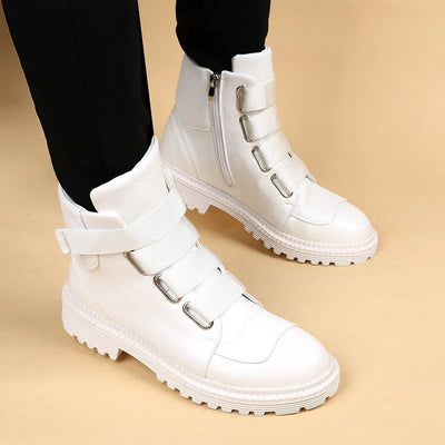 Mens Boots Fashion Party Banquet Cowboy Ankle Boots Natural Leather Shoes Man Male Platform Warm Winter Snow Boot Shoes for Men