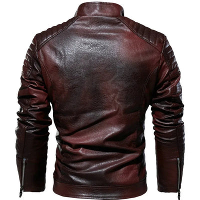 New Autumn and Winter Men's High Quality Fashion Coat Leather Jacket Motorcycle Style Casual Waterproof Jacket Black Warm Coat