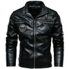 New Autumn and Winter Men's High Quality Fashion Coat Leather Jacket Motorcycle Style Casual Waterproof Jacket Black Warm Coat