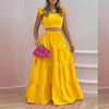 women's solid color mid-waist trend sexy suspenders big swing skirt two-piece suit