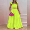 women's solid color mid-waist trend sexy suspenders big swing skirt two-piece suit